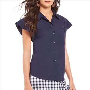 NWT Draper James Flutter Sleeve Button Down sz 0